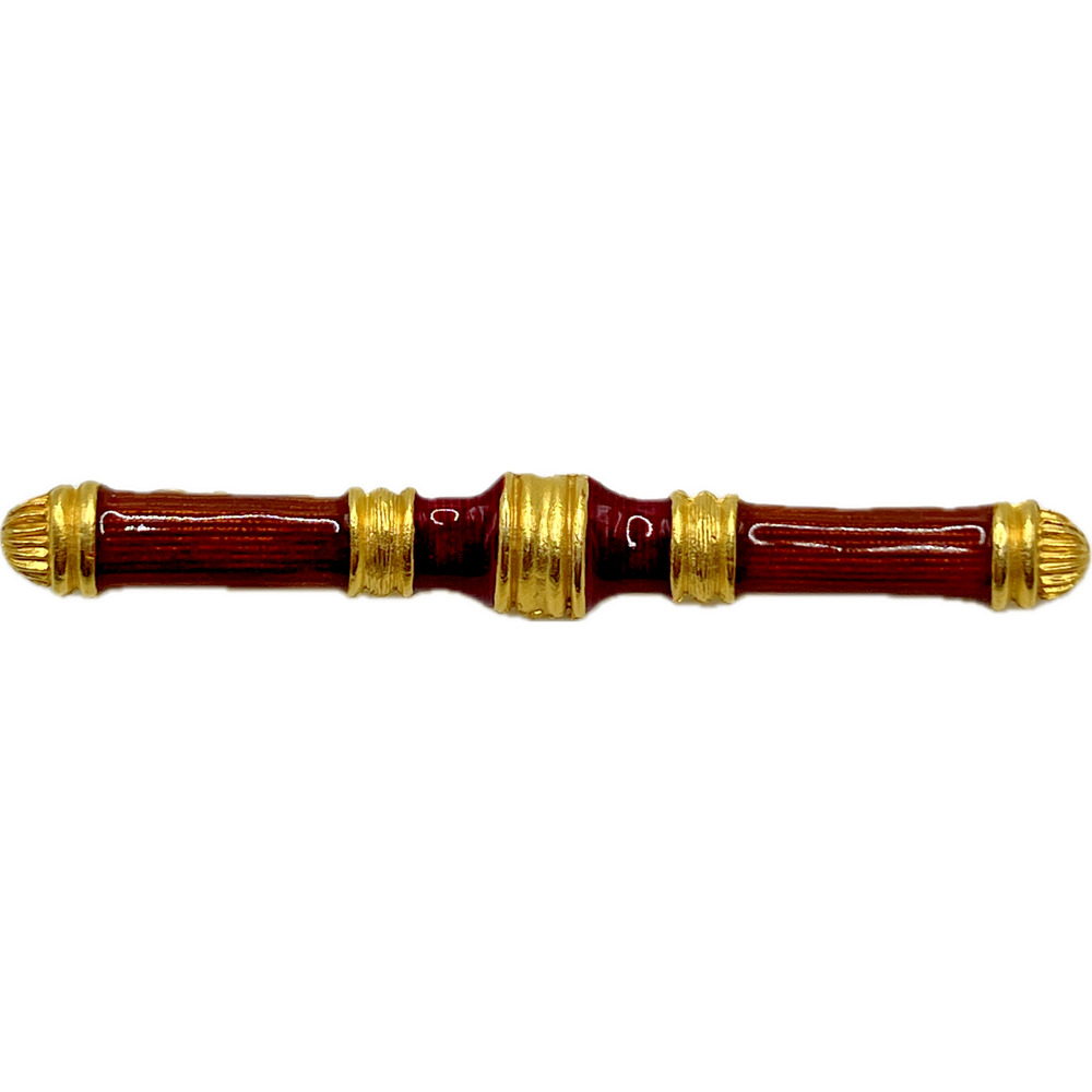 Signed Gerard YOSCA Vintage Enameled BAR BROOCH Pin Gold Tone Costume Jewelry